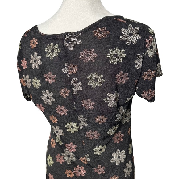 Vintage 90s Mesh Semi-Sheer Slinky Floral Dress - Picture 4 of 8